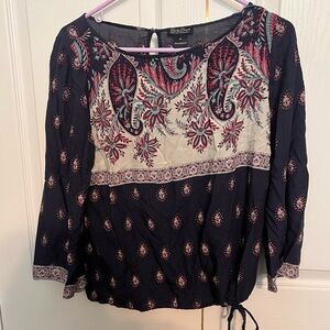 Lucky Brand Navy and Red Paisley Blouse